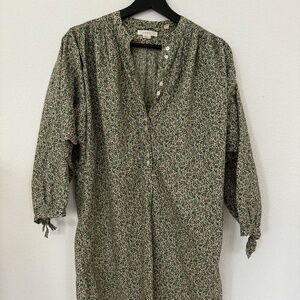 Doen Opal Dress in Floral Olive Liberty Print (with Belt)
